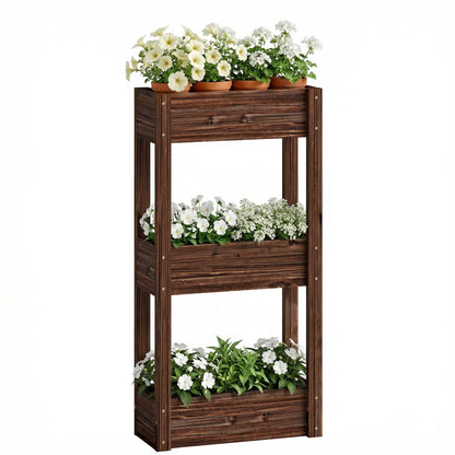 3-Tier Wooden Raised Garden Bed, 23.6" x 9.8" x 47.2", Elevated Planter Box Elevated Garden Beds at Gallery Canada