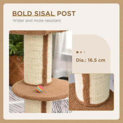 Cat Tree with Scratching Post, Bed, Cushion, Perch, 18" x 18" x 36", Brown Cat Trees at Gallery Canada