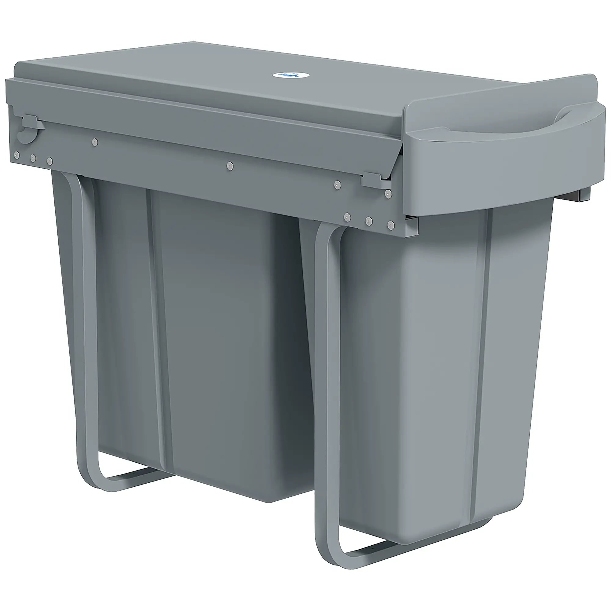 Pull Out Garbage Bin for Kitchen, 30L Under Sink Garbage Can, 2 Removable Compartments, Grey Household Supplies Grey at Gallery Canada