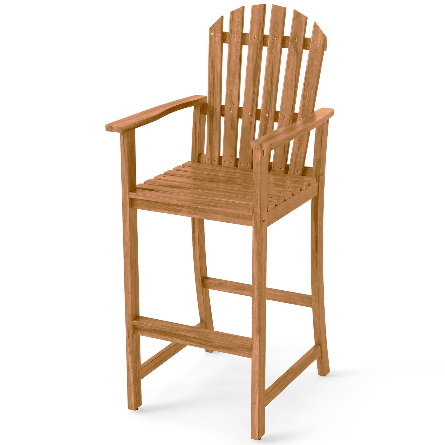 Tall Adirondack Chair with Armrests and Footrest for Deck, Natural