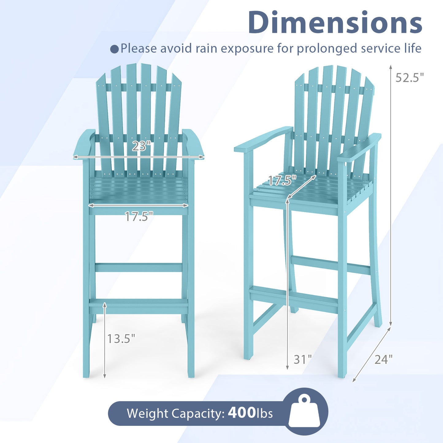 Tall Adirondack Chair With Armrests And Footrest, Turquoise Adirondack Chairs at Gallery Canada