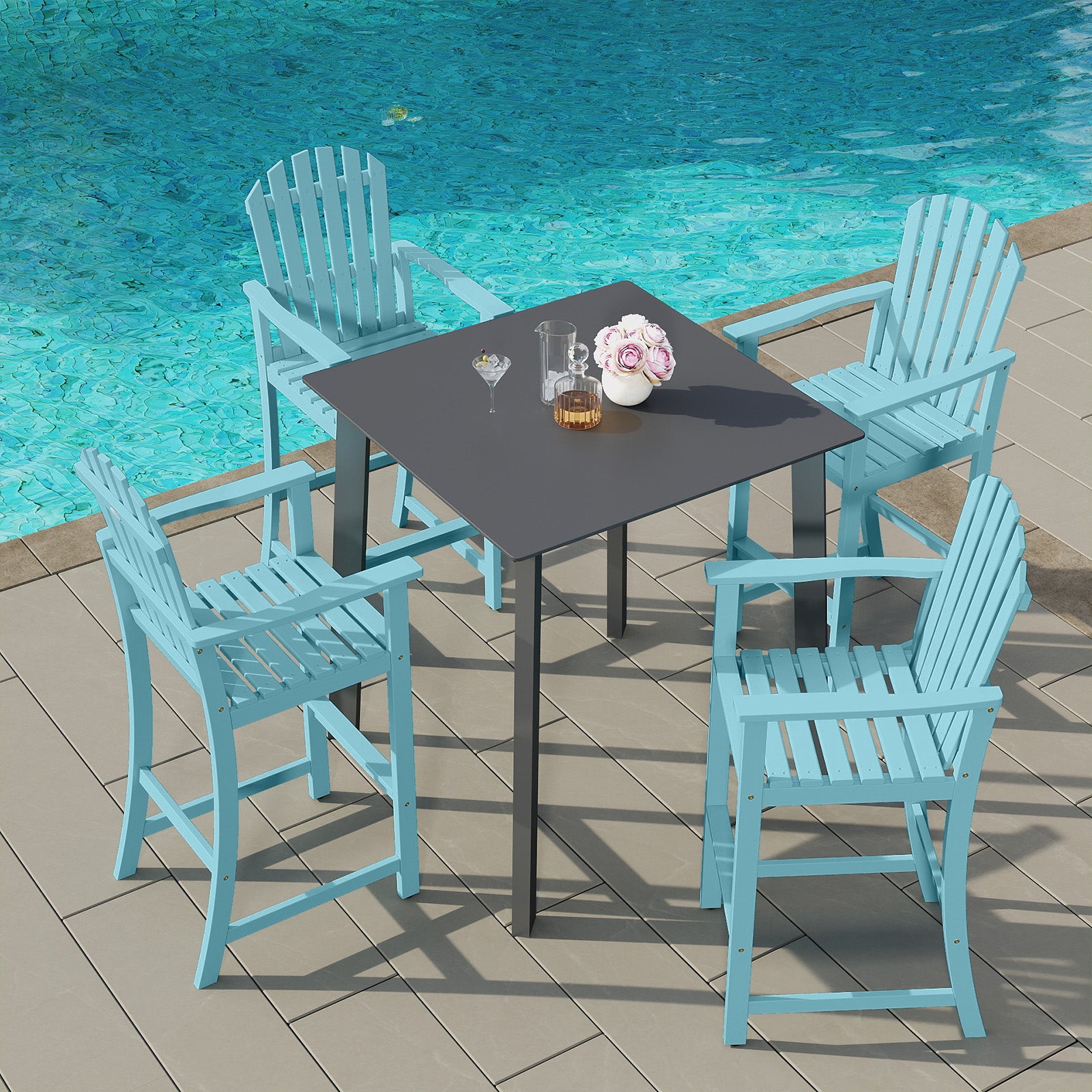 Tall Adirondack Chair With Armrests And Footrest, Turquoise Adirondack Chairs at Gallery Canada
