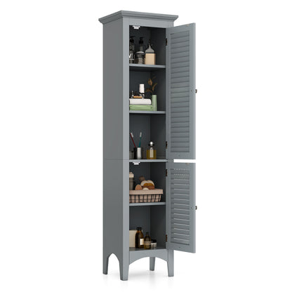 Tall Bathroom Floor Cabinet, Shutter Doors, Adjustable Shelf, Gray Floor Cabinets at Gallery Canada