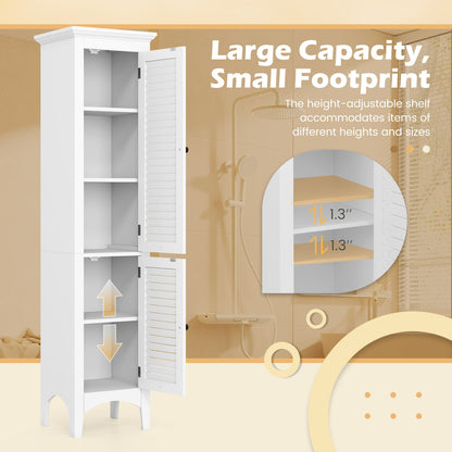 Tall Bathroom Floor Cabinet, Shutter Doors, Adjustable Shelf, White Floor Cabinets at Gallery Canada