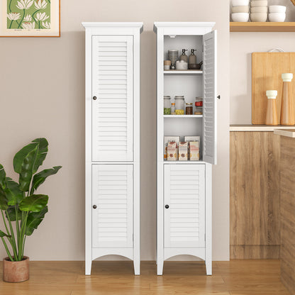 Tall Bathroom Floor Cabinet, Shutter Doors, Adjustable Shelf, White Floor Cabinets at Gallery Canada