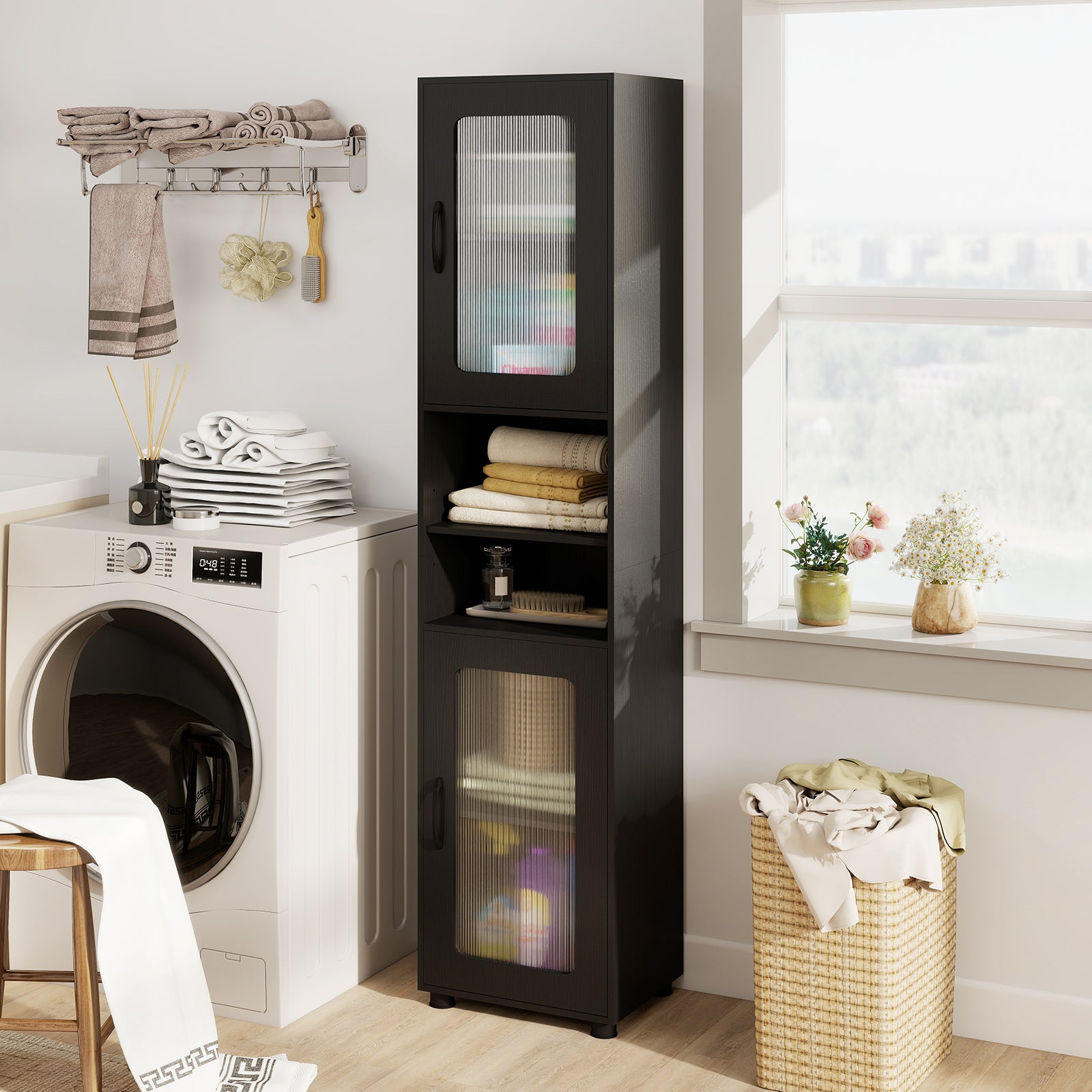 Tall Bathroom Storage Cabinet 67 In, Black Floor Cabinets at Gallery Canada