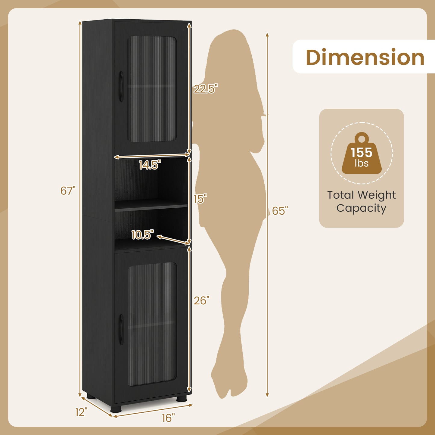 Tall Bathroom Storage Cabinet 67 In, Black Floor Cabinets at Gallery Canada