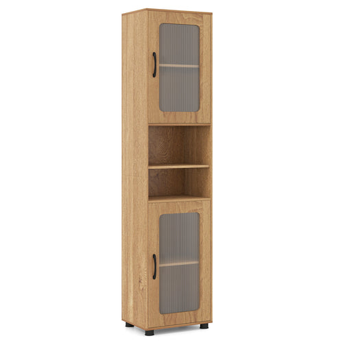 Tall Bathroom Storage Cabinet 67 In, Freestanding Organizer, Natural