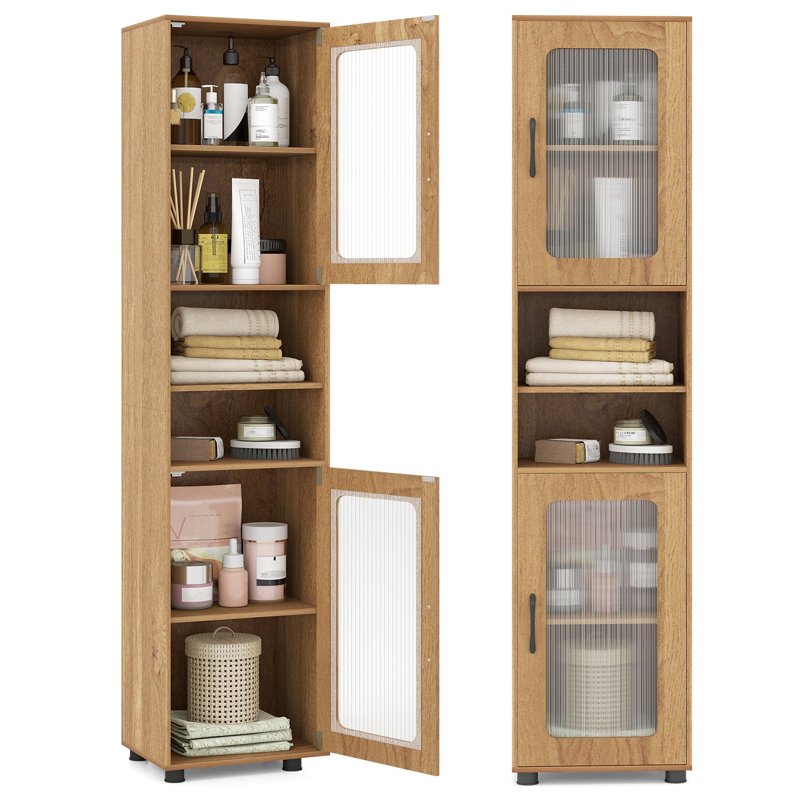 Tall Bathroom Storage Cabinet 67 In, Freestanding Organizer, Natural Floor Cabinets at Gallery Canada