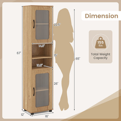 Tall Bathroom Storage Cabinet 67 In, Freestanding Organizer, Natural Floor Cabinets at Gallery Canada
