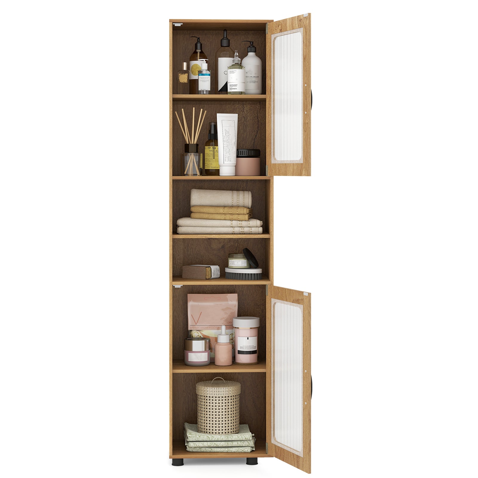 Tall Bathroom Storage Cabinet 67 In, Freestanding Organizer, Natural Floor Cabinets at Gallery Canada