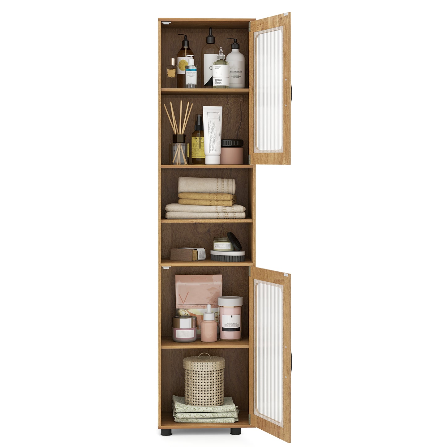 Tall Bathroom Storage Cabinet 67 In, Freestanding Organizer, Natural Floor Cabinets at Gallery Canada