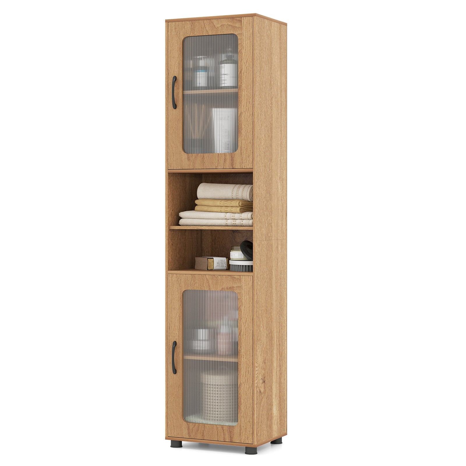 Tall Bathroom Storage Cabinet 67 In, Freestanding Organizer, Natural Floor Cabinets at Gallery Canada