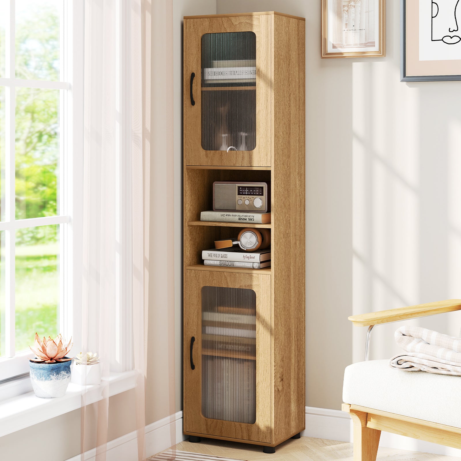 Tall Bathroom Storage Cabinet 67 In, Freestanding Organizer, Natural Floor Cabinets at Gallery Canada