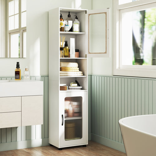 Tall Bathroom Storage Cabinet, 67 Inches, White