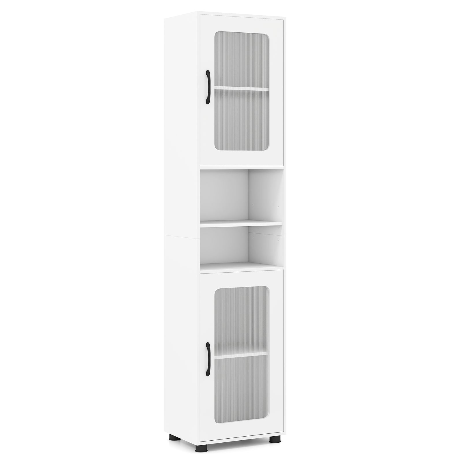 Tall Bathroom Storage Cabinet, 67 Inches, White Floor Cabinets White at Gallery Canada