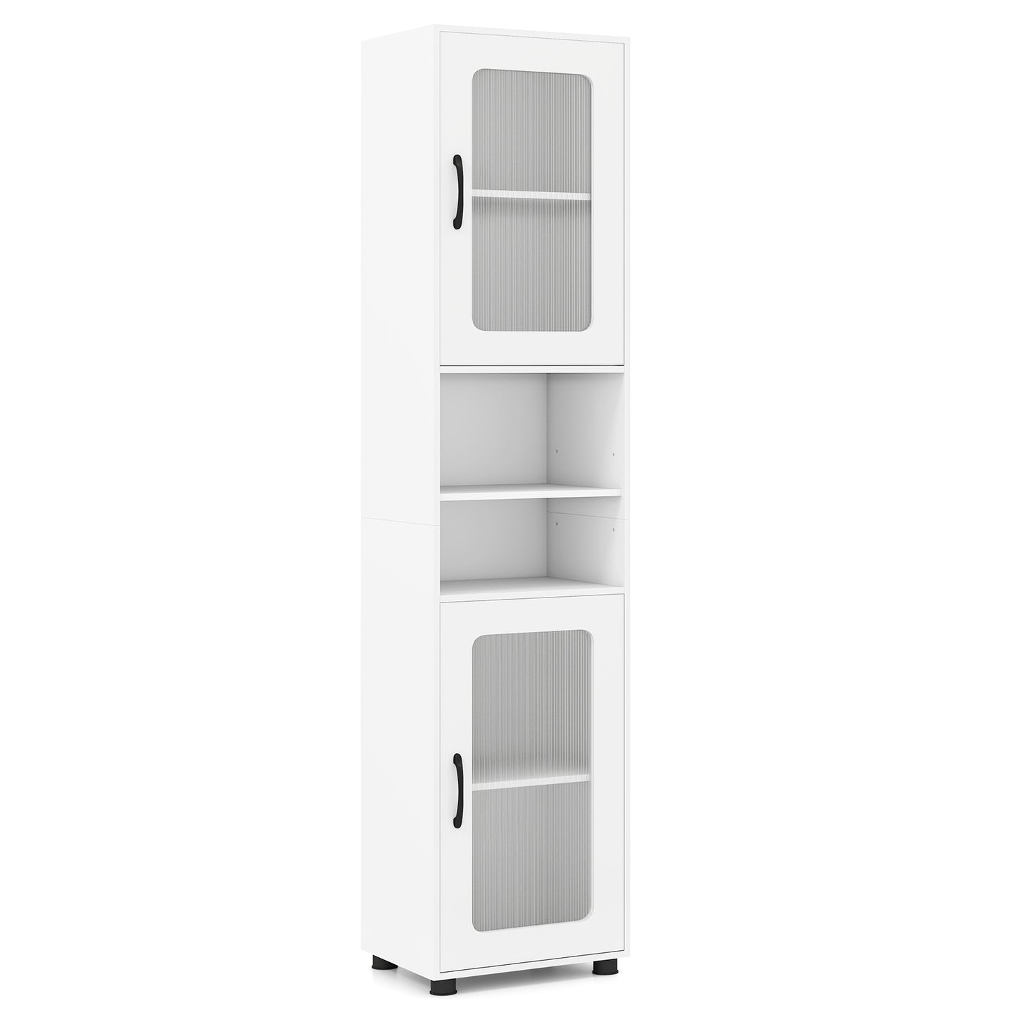 Tall Bathroom Storage Cabinet, 67 Inches, White Floor Cabinets White at Gallery Canada