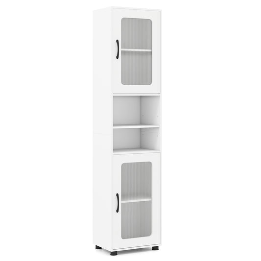 Tall Bathroom Storage Cabinet, 67 Inches, White Floor Cabinets White at Gallery Canada