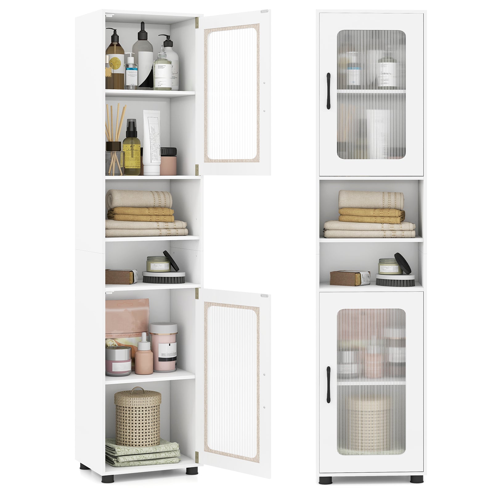 Tall Bathroom Storage Cabinet, 67 Inches, White Floor Cabinets at Gallery Canada