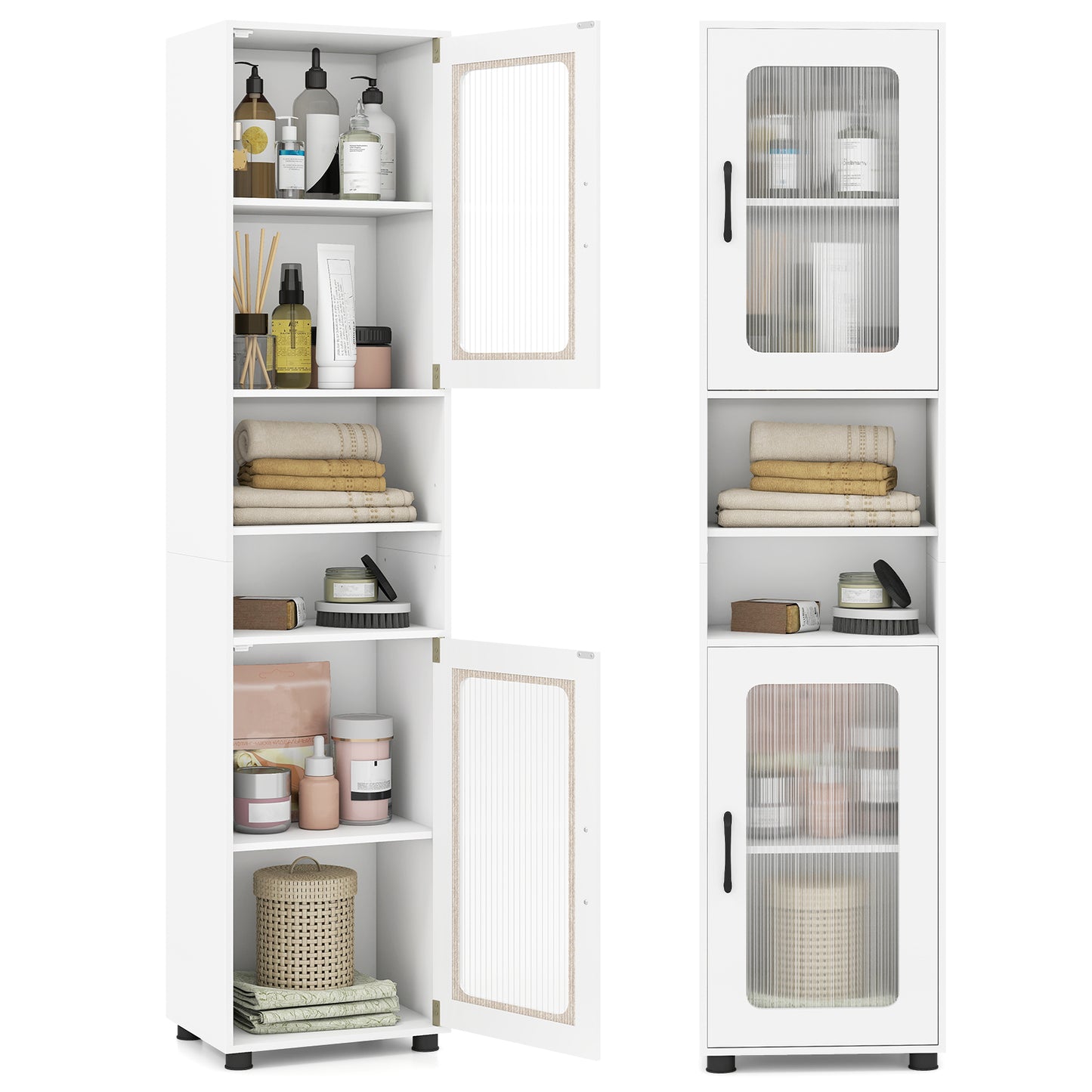 Tall Bathroom Storage Cabinet, 67 Inches, White Floor Cabinets at Gallery Canada