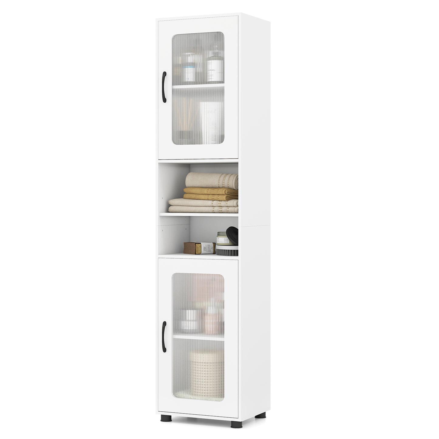 Tall Bathroom Storage Cabinet, 67 Inches, White Floor Cabinets at Gallery Canada