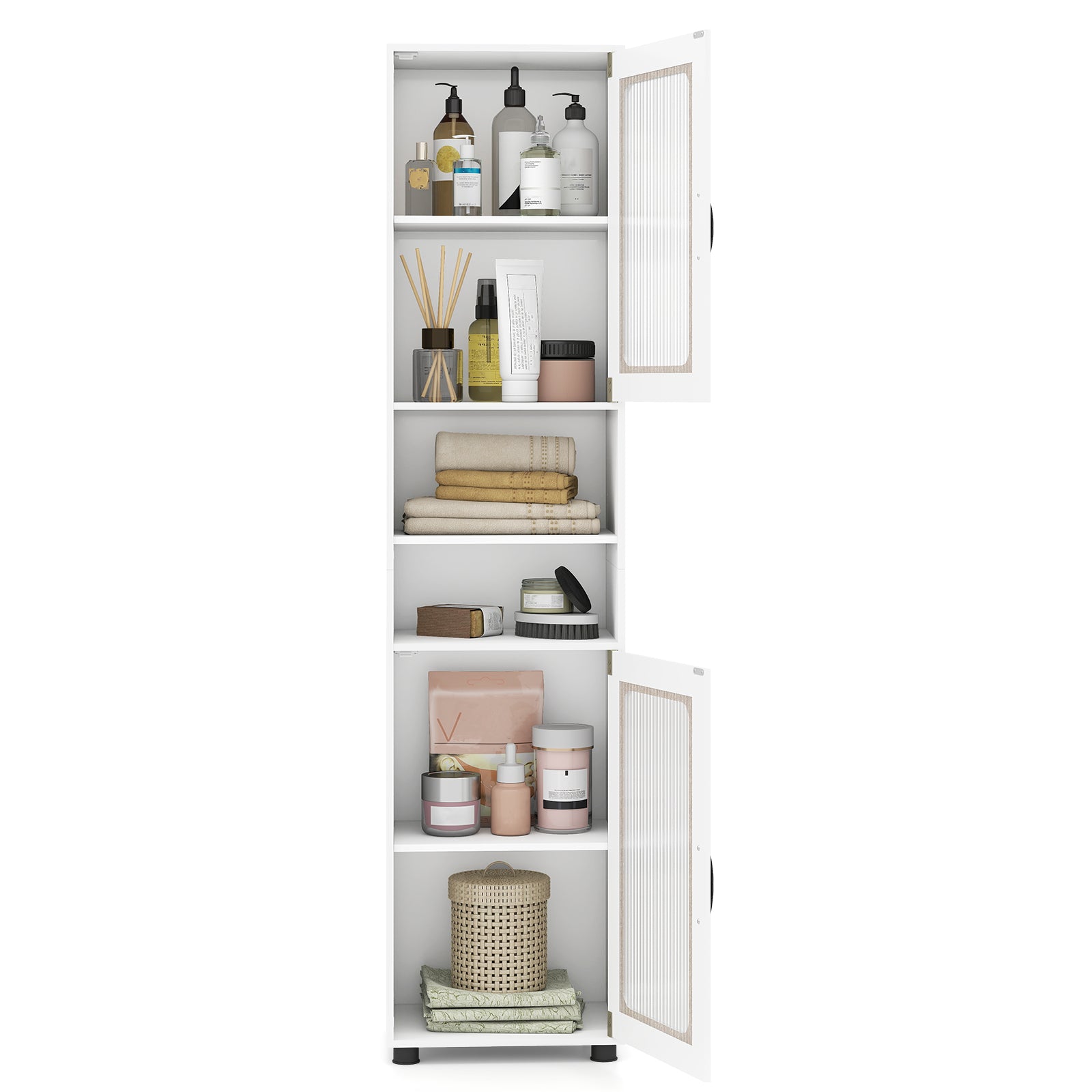Tall Bathroom Storage Cabinet, 67 Inches, White Floor Cabinets at Gallery Canada