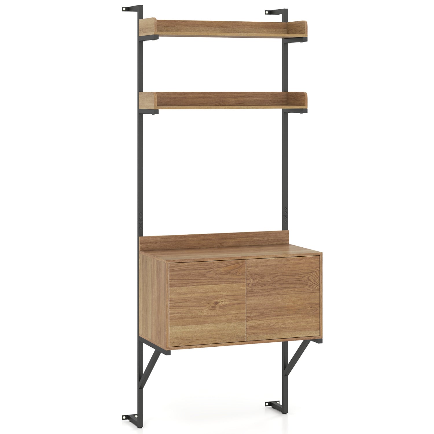 Tall Ladder Shelf With Storage Cabinet, Natural Bookcases Natural at Gallery Canada