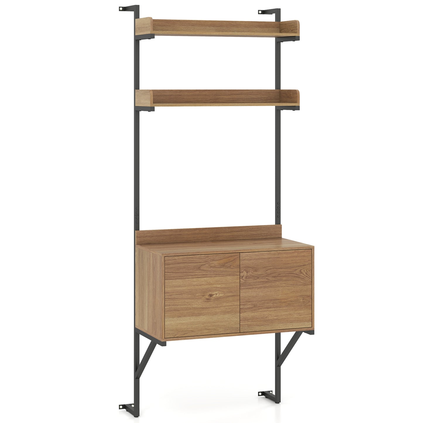 Tall Ladder Shelf With Storage Cabinet, Natural Bookcases at Gallery Canada