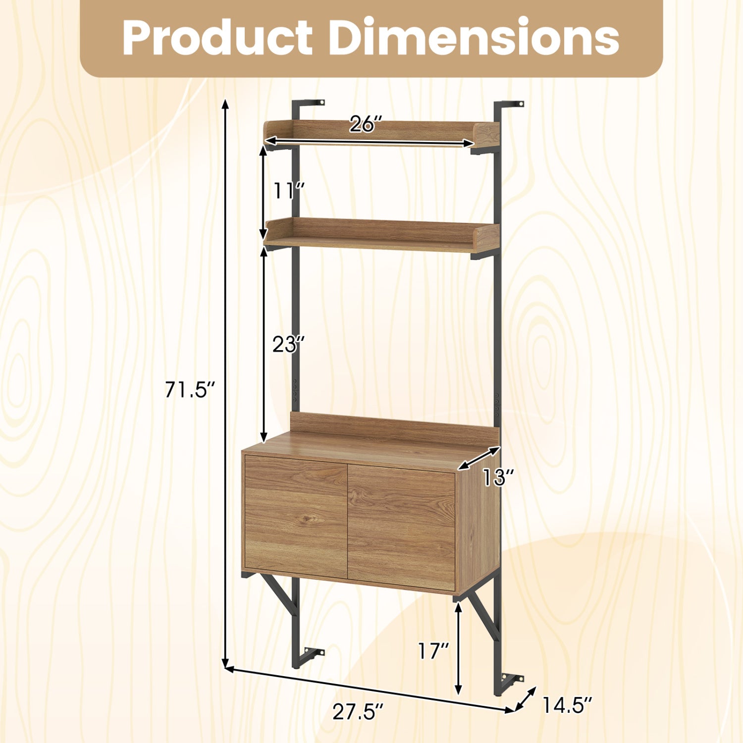 Tall Ladder Shelf With Storage Cabinet, Natural Bookcases at Gallery Canada