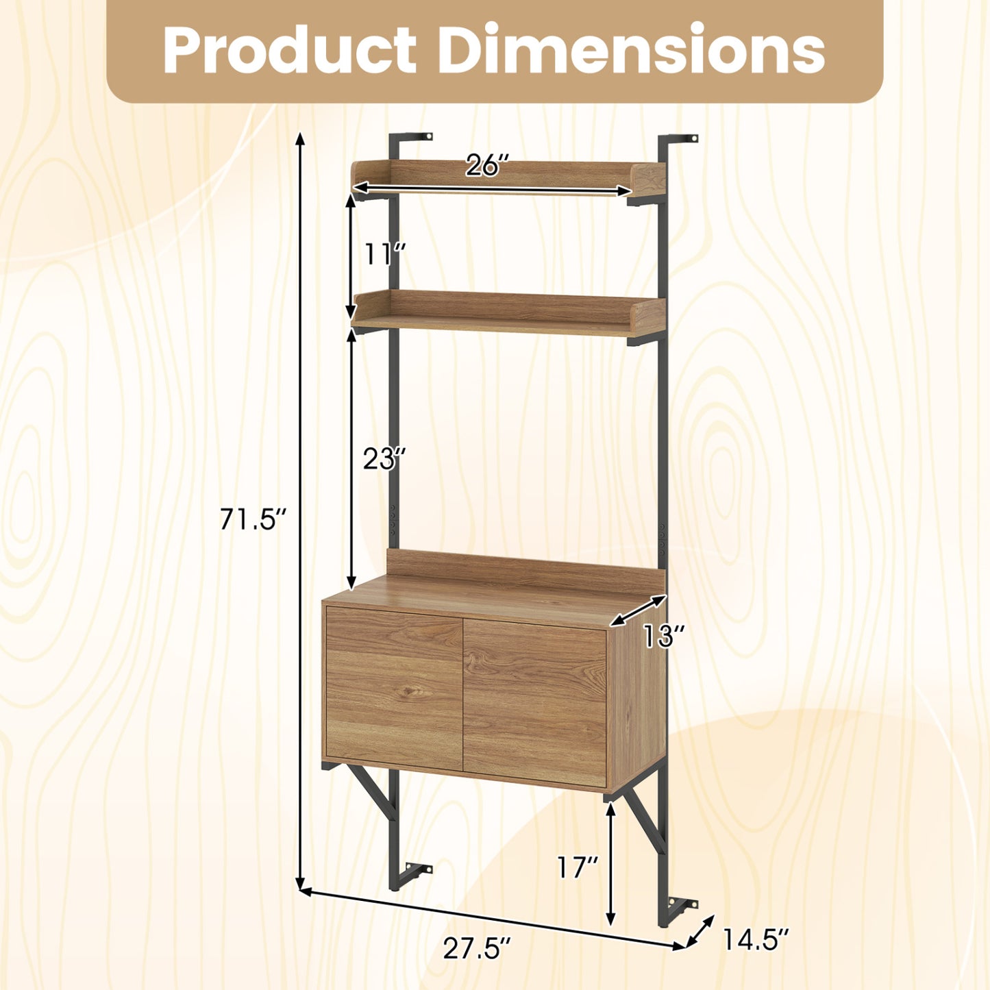 Tall Ladder Shelf With Storage Cabinet, Natural Bookcases at Gallery Canada