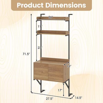 Tall Ladder Shelf With Storage Cabinet, Natural Bookcases at Gallery Canada