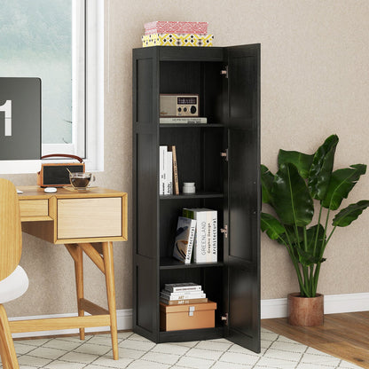 Tall Storage Cabinet with 4 Storage Shelves for Bathroom Living Room, Black Floor Cabinets at Gallery Canada