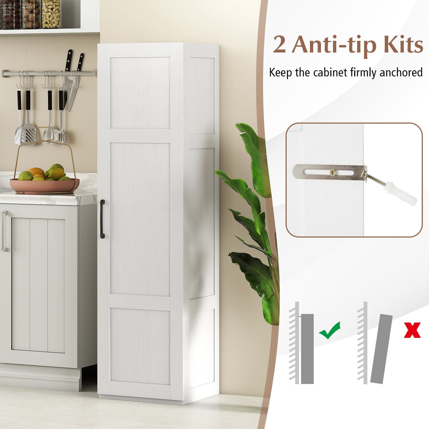 Tall Storage Cabinet with 4 Storage Shelves for Bathroom Living Room, White Floor Cabinets at Gallery Canada