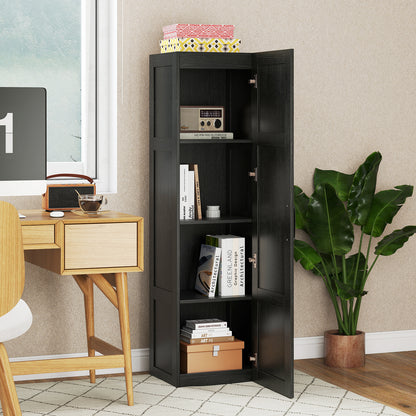 Tall Storage Cabinet, 4 Shelves, Bathroom Living Room, Black Floor Cabinets at Gallery Canada