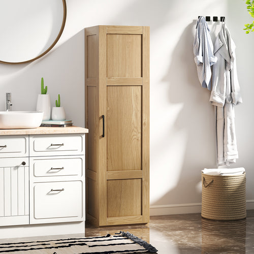Tall Storage Cabinet with 4 Storage Shelves for Bathroom Living Room, Natural