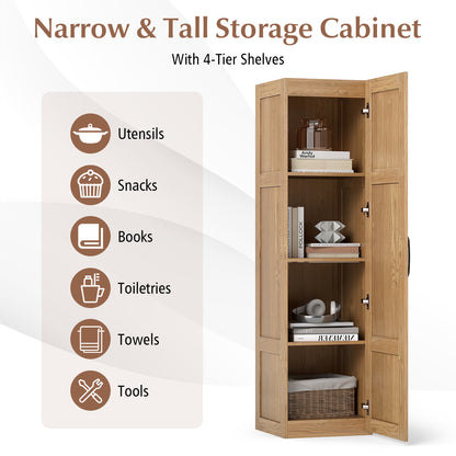 Tall Storage Cabinet with 4 Storage Shelves for Bathroom Living Room, Natural Floor Cabinets at Gallery Canada