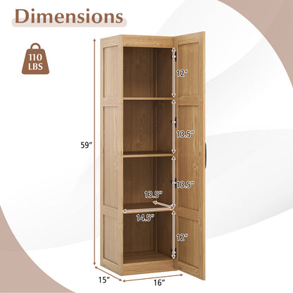 Tall Storage Cabinet with 4 Storage Shelves for Bathroom Living Room, Natural Floor Cabinets at Gallery Canada