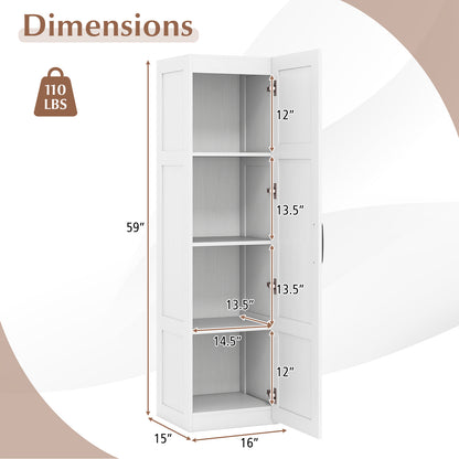 Tall Storage Cabinet, 4 Shelves, White Floor Cabinets at Gallery Canada