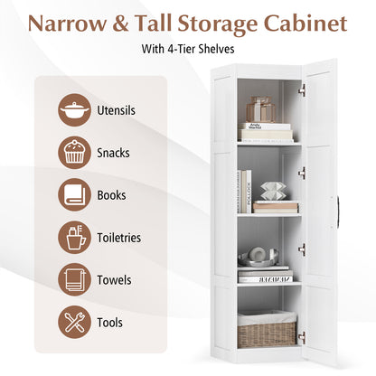 Tall Storage Cabinet, 4 Shelves, White Floor Cabinets at Gallery Canada