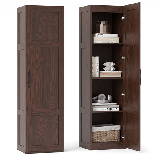 Tall Storage Cabinet, 4 Shelves, for Bathroom Living Room, Brown Floor Cabinets Brown at Gallery Canada