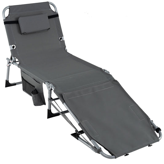 Portable Tanning Chair With Face Arm Holes, Gray Outdoor Chaise Lounges Gray at Gallery Canada