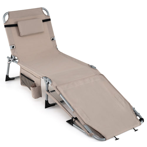 Portable Tanning Chair With Face Arm Holes, Beige
