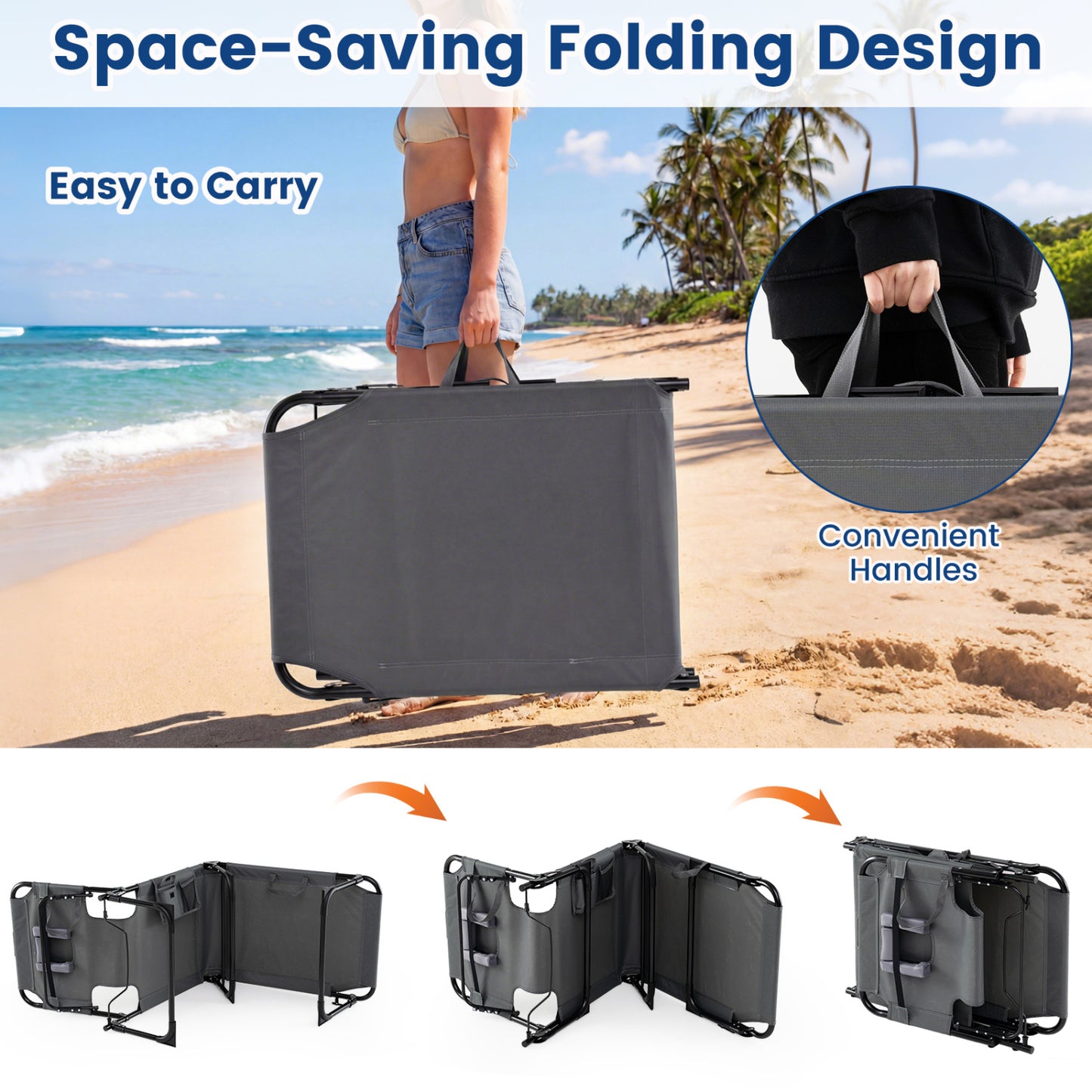 Folding Tanning Chair With Face Arm Holes, Gray Outdoor Chaise Lounges at Gallery Canada