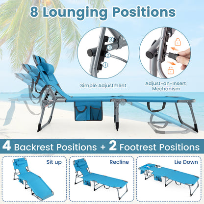 Folding Tanning Chair With Face Arm Holes, Navy Outdoor Chaise Lounges at Gallery Canada