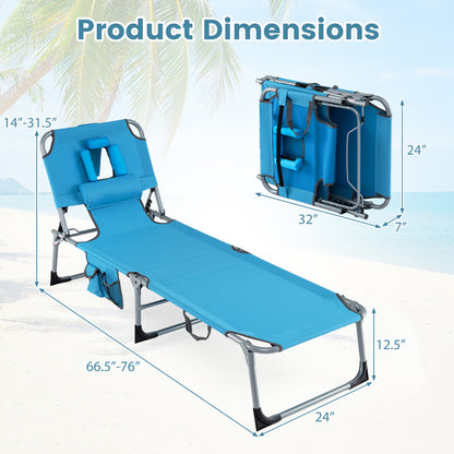 Folding Tanning Chair With Face Arm Holes, Navy Outdoor Chaise Lounges at Gallery Canada