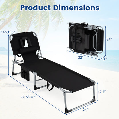 Folding Tanning Chair With Face Arm Holes, Black Outdoor Chaise Lounges at Gallery Canada