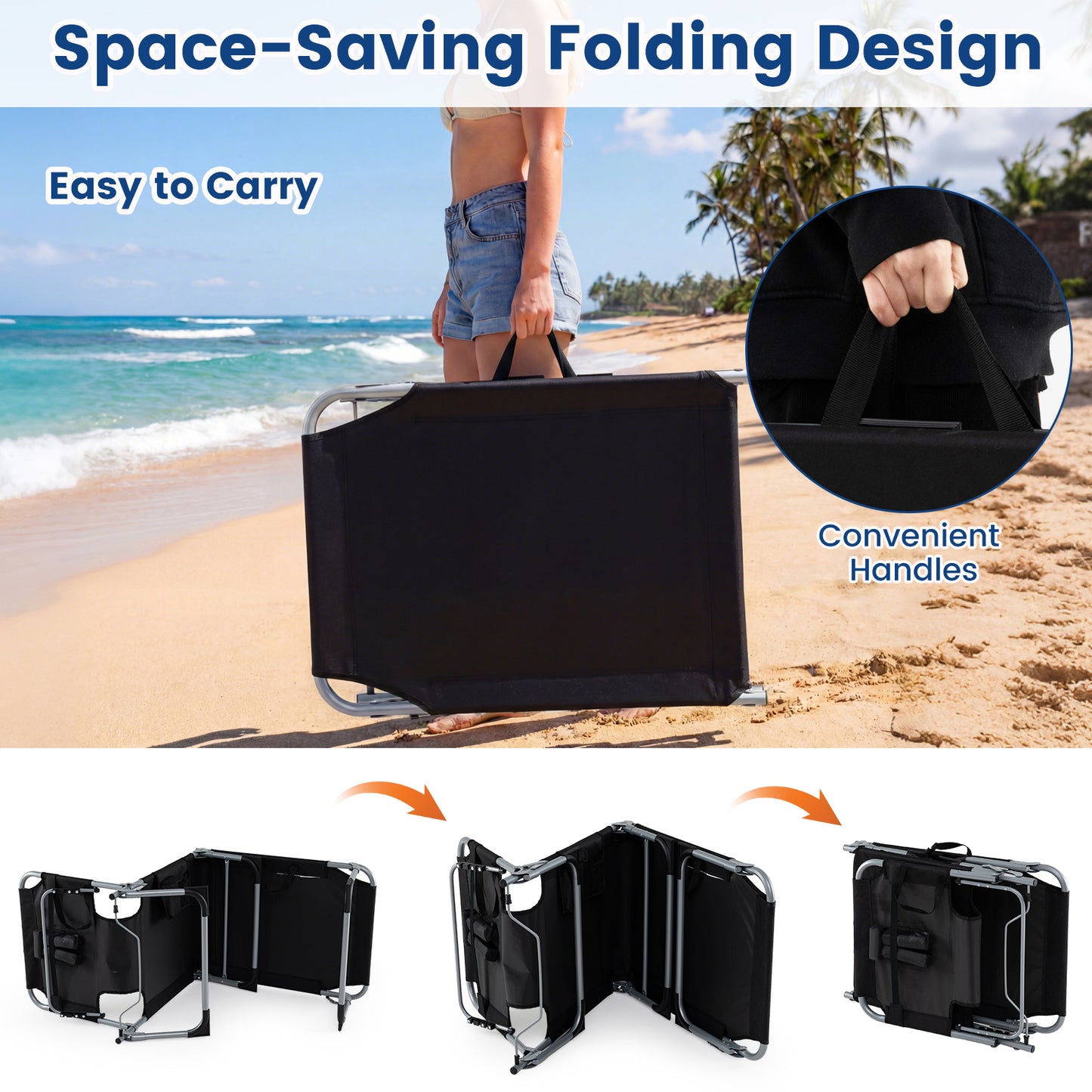 Folding Tanning Chair With Face Arm Holes, Black Outdoor Chaise Lounges at Gallery Canada