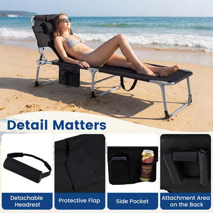 Folding Tanning Chair With Face Arm Holes, Black Outdoor Chaise Lounges at Gallery Canada
