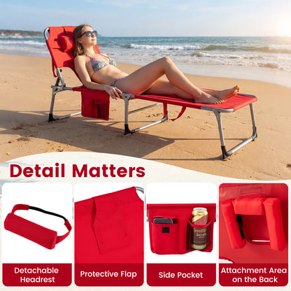 Folding Tanning Chair With Face Arm Holes, Red Outdoor Chaise Lounges at Gallery Canada