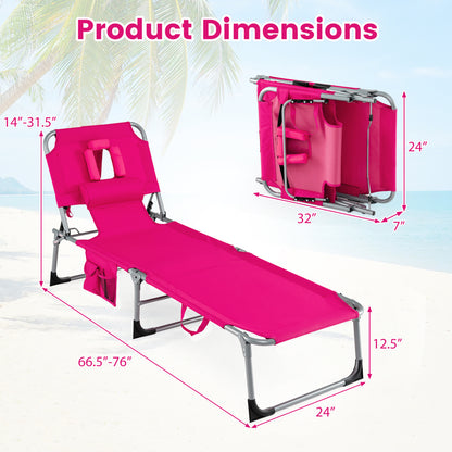 Folding Tanning Chair With Face Arm Holes, Pink Outdoor Chaise Lounges at Gallery Canada
